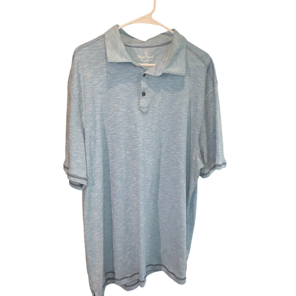 Nat Nast Luxury Originals Polo Shirt Blue Heather Golf Rugby Size XXL